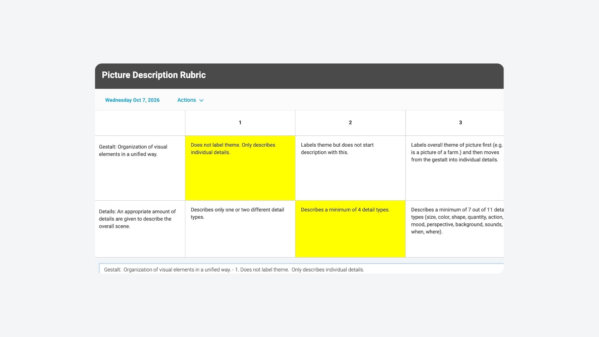 Rubric in SLP Toolkit